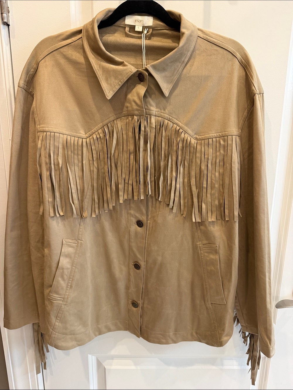 Elan Tan Suede Fringe Western Jacket